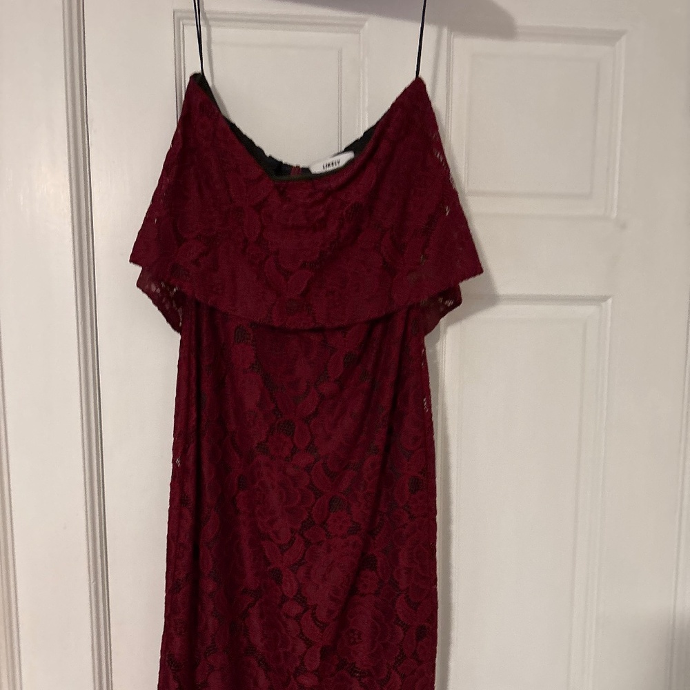 Strapless lace midi
